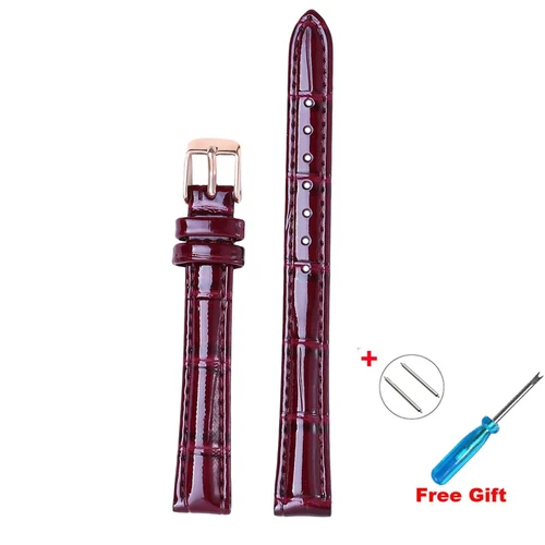 Imagen 2 del producto (Nuevo estilo) correa de reloj de cuero brillante reloj de bambú genuino Srtap 10mm 12mm 14mm 16mm 18mm 20mm banda brillante