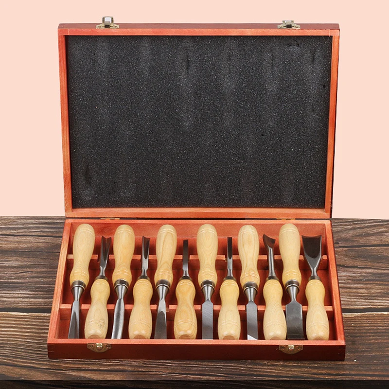12PCS Carpenter Turning Tool Multi-purpose Manual Tools Wooden Handle Woodworking Carving Chisel DIY Knife Durable Cutting Tools