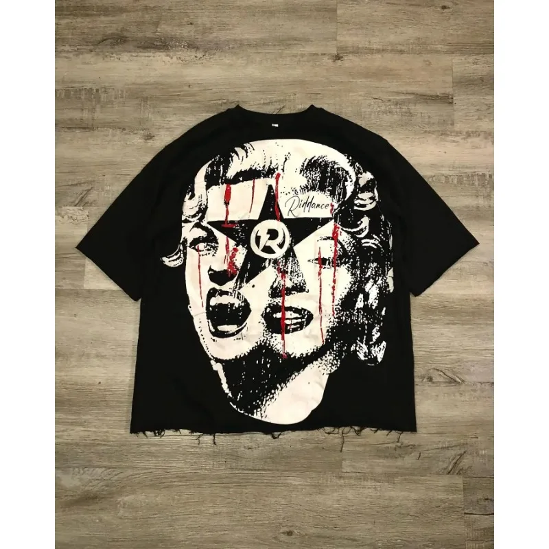 Camiseta Retro Y2K para hombre y mujer, camisa con estampado personalizado de gran tamaño, estilo Harajuku, informal, de manga corta, novedad de 2024