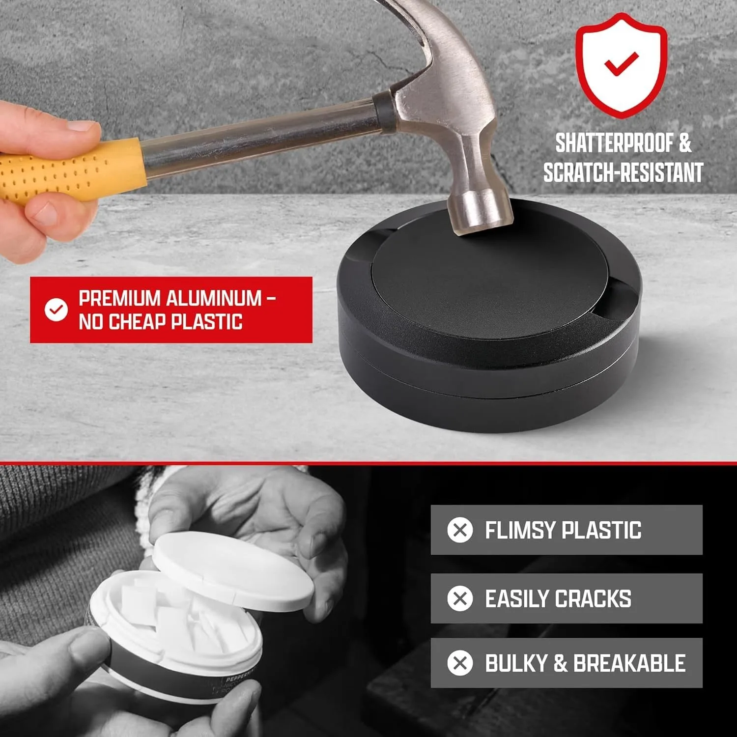 صندوق تخزين التبغ معدني 72 مللي متر حاوية تخزين السفر المحمولة القصدير سنوس علب الألومنيوم أسود اللون 3 طبقات صندوق السعوط ل Snus #6