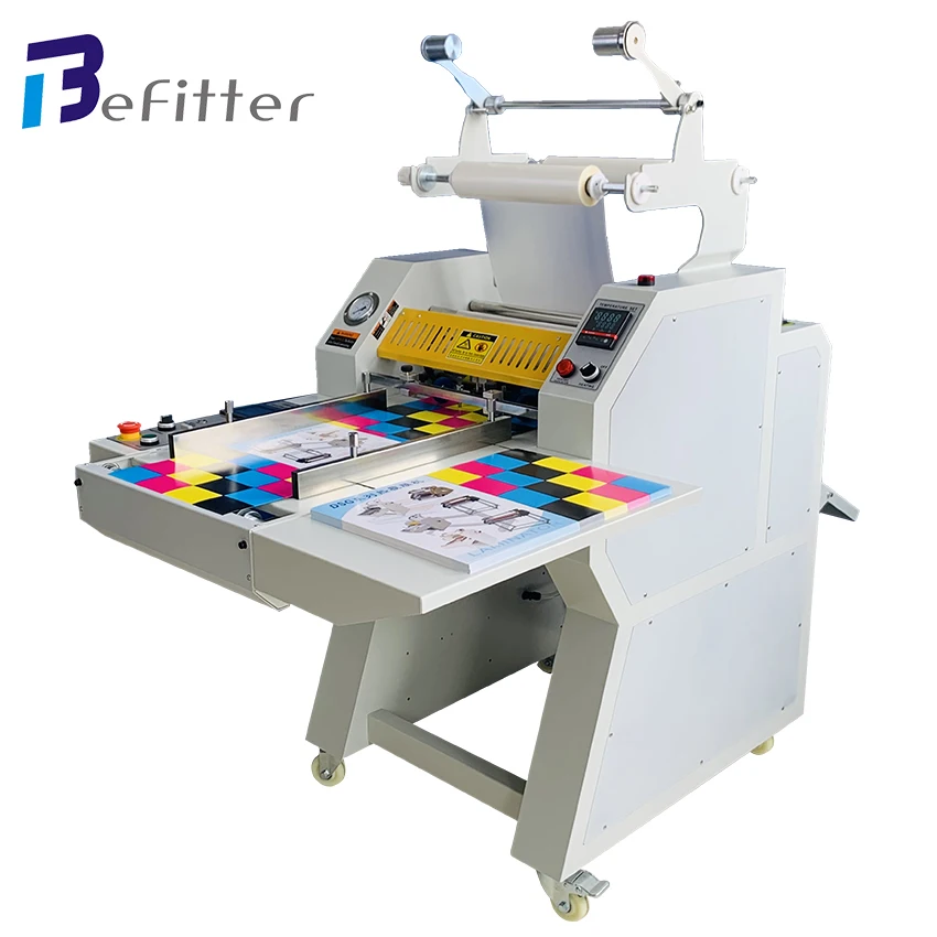 SL-400A Pneumatic Hot Roll Laminator 390MM Belt Feeding Auto Separation Laminating Machine With Overlap Function