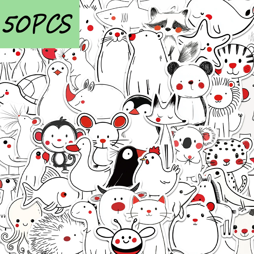 50PCS black simple drawing stickers, suitable for decorating mobile phones, skateboards, thermos cups, waterproof stickers