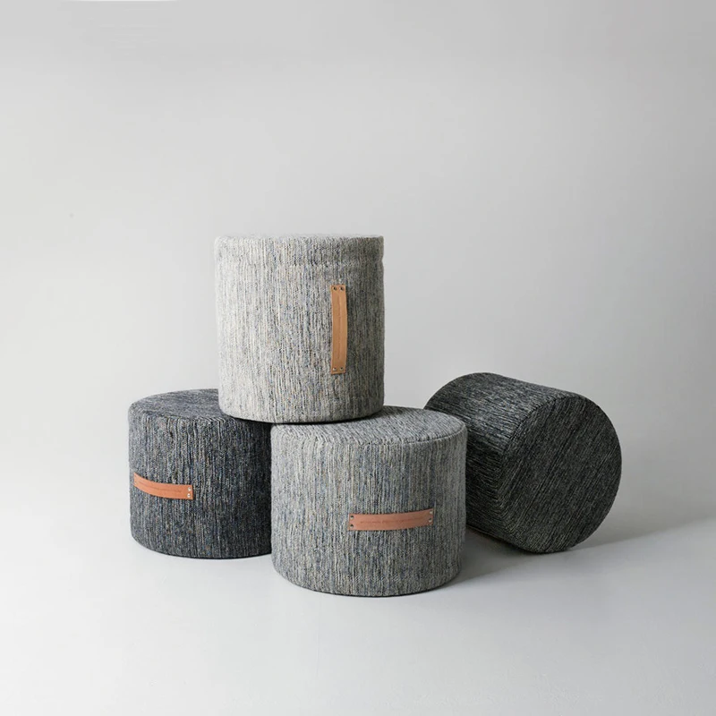 Modern Design Customize Fabric Round Foot Stool Living Room Sectional Ottoman Stool Irregular Shape Pouf for Bedroom Application