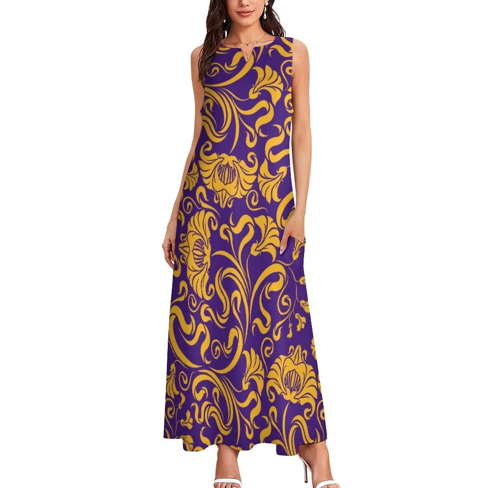 Baton Rouge - Floral Reversed Long Dress Aesthetic clothing dress women