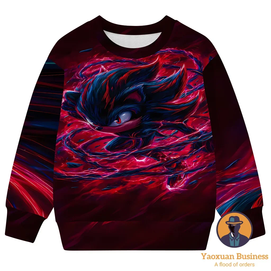 

2025 Sonic 3D Crew Neck Sweatshirt New Kids Teens Boys Girls Cartoon Print Autumn Winter Trendy Best Selling Hot Fashion