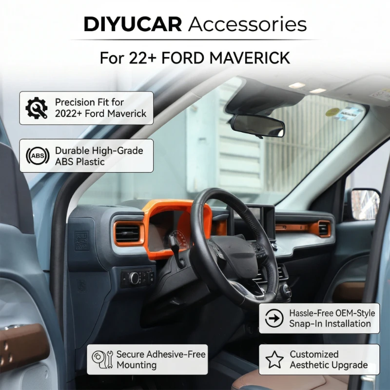 

Накладка на рамку приборной панели автомобиля для Ford Maverick 2022-2026, ABS, под карбон, аксессуары для интерьера