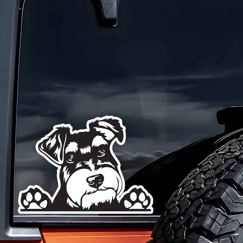 Waterproof Cute Miniature Schnauzer Dog Vinyl Sticker Decal for Car Bumper Window Auto Exterior Styling Accessories
