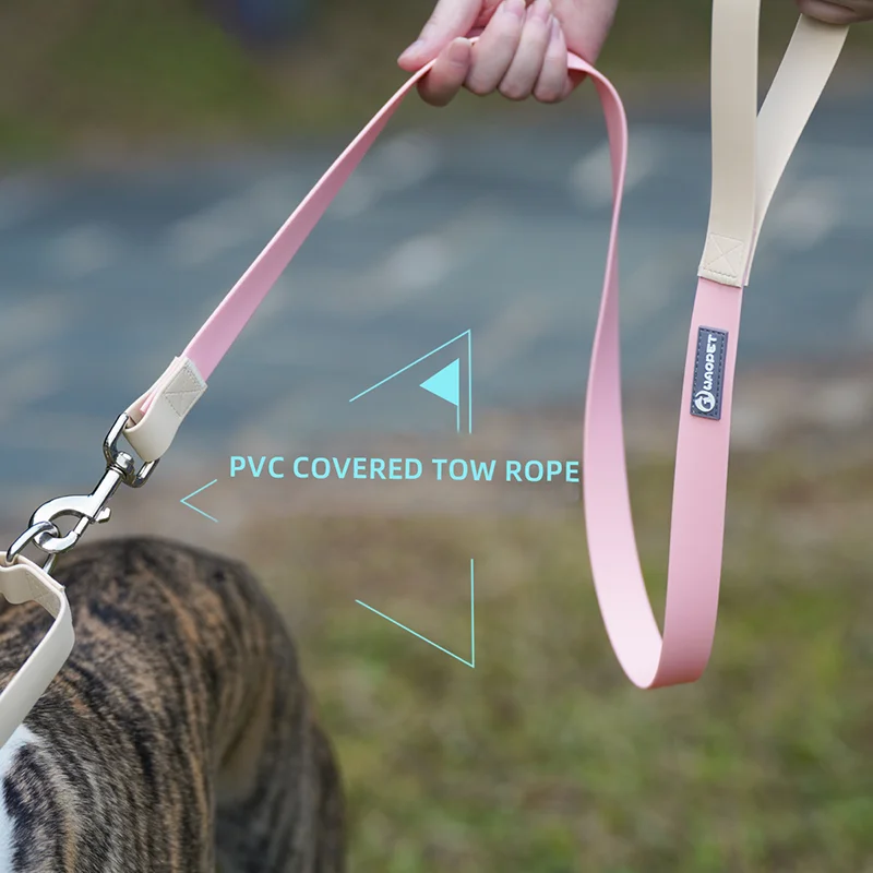 Fashion PVC Waterproof Pet Dog Collar and Leash Set Adjustable Pet Collar for Medium Large Dogs Semi telescopic Collar