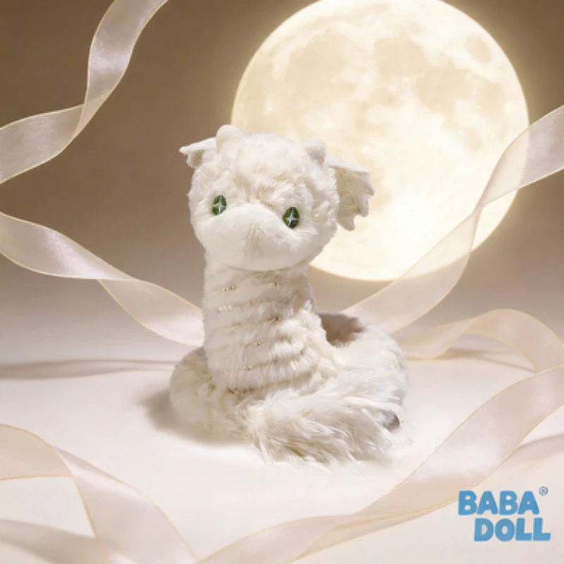 

Feathered White Snake Stuffed Doll by BABA DOLL Fluffy Zodiac Animal Plush Spiritual Symbol Gift for Her