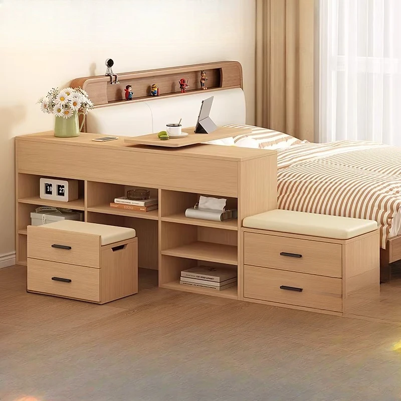 Bedroom semi-surrounded bedside table, long strip sandwich cabinet, modern simple   multi-functional