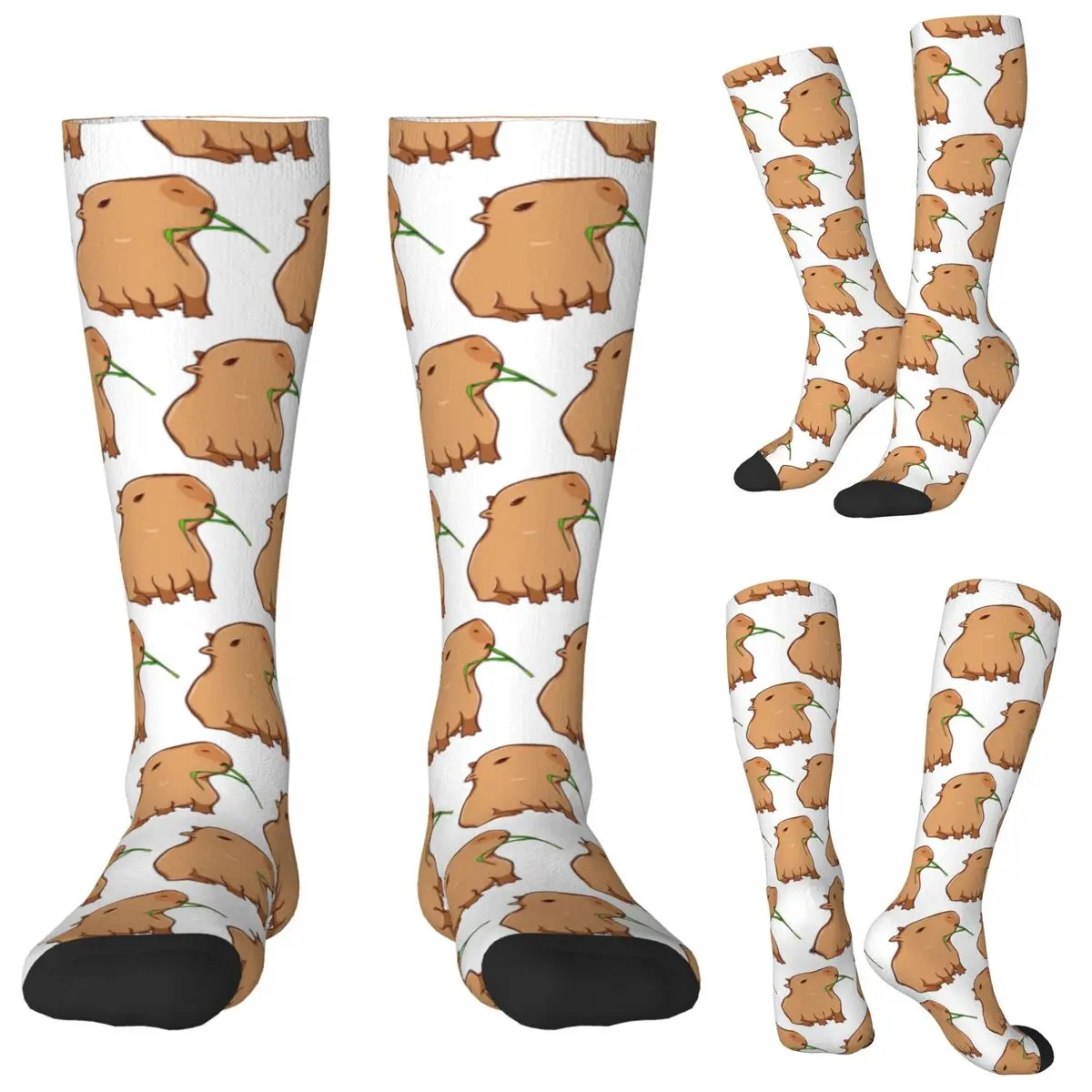 Capybara With A Leaf, Eat Your Greens Socks Harajuku Stockings All Season Long Socks Accessories for Unisex Birthday Present