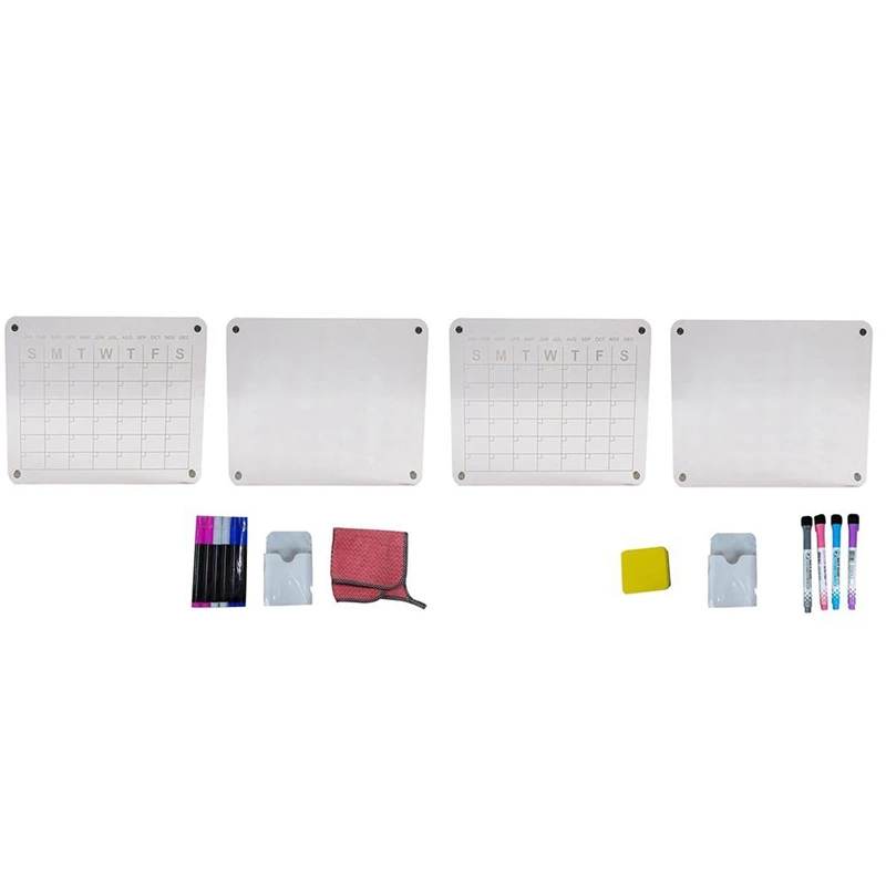 2Piece Magnetic Wet Wipe Erase Board For Fridge Calendar For Refrigerator Note Board Eraser Reusable Acrylic Clear 40X30cm