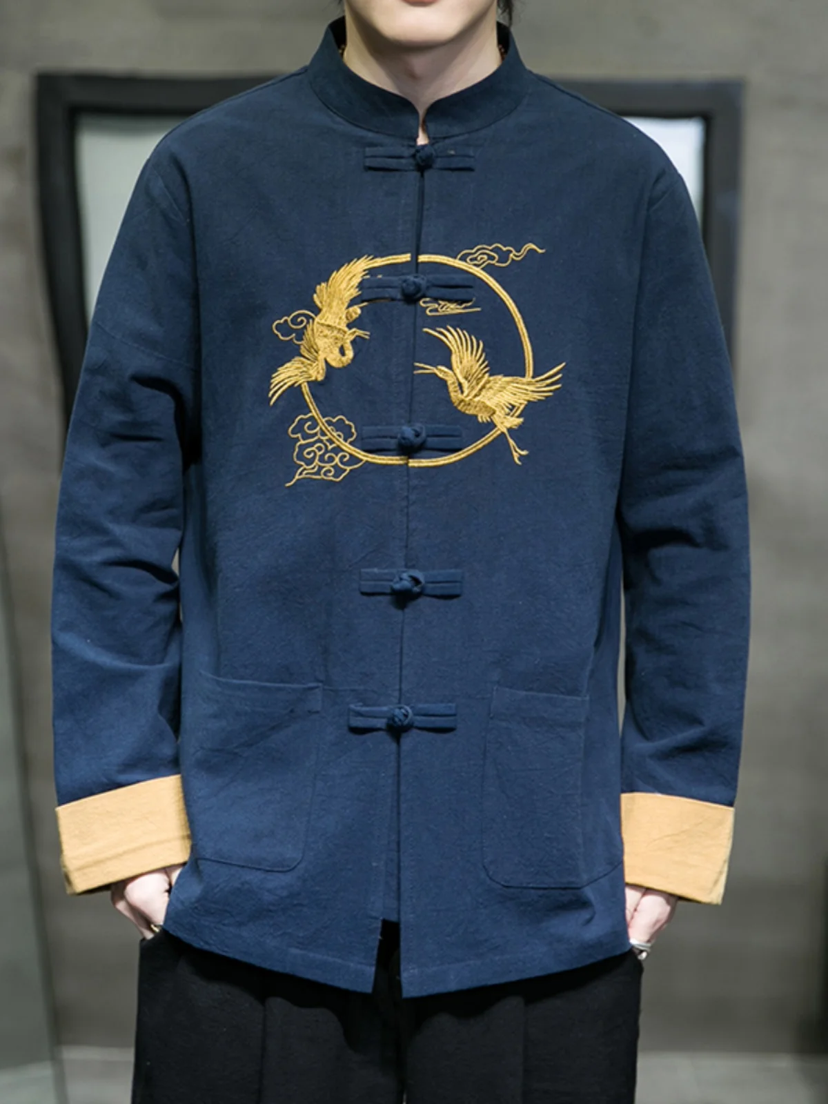 

Мужская свободная куртка-трансформер из хлопка и льна с вышивкой, весна-осень, в стиле тан, больших размеров, с пуговицами, топ в стиле ханьфу