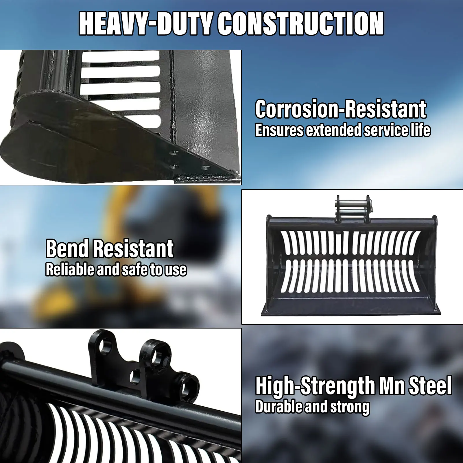 مرفق دلو الفحص، دلو غربال التربة مقاس 24 بوصة، ملحقات حفارة دلو الألغاز، فحص الدلو #4