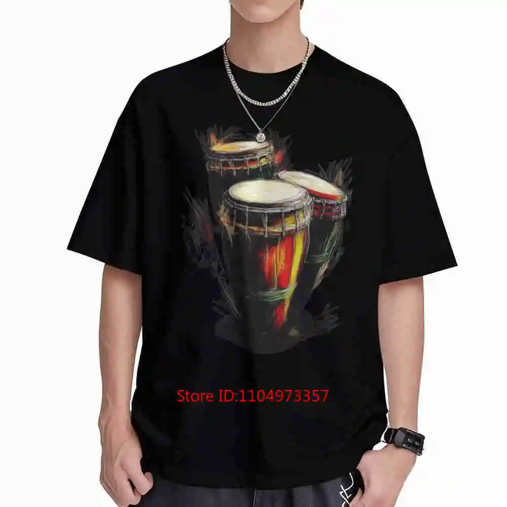 Conga Drum Afro-Cuban Music Bongo Drummers Short Sleeve Tee 100% Cotton T-Shirt