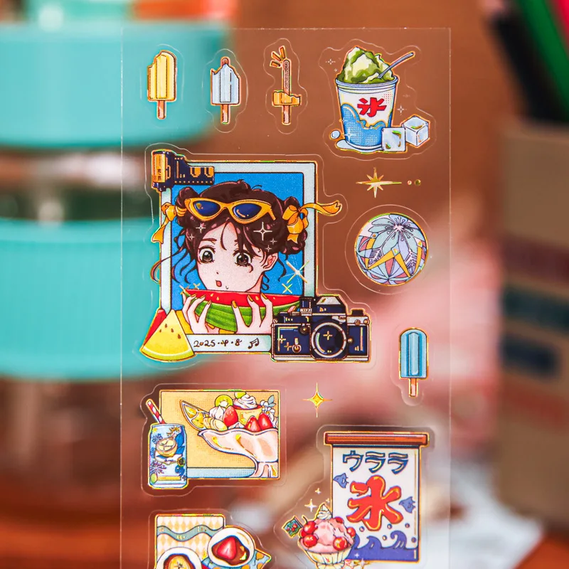 2 個かわいい文具ステッカー昭和 Qixiang プランナー装飾携帯ステッカースクラップブッキング DIY クラフトステッカー ֽ