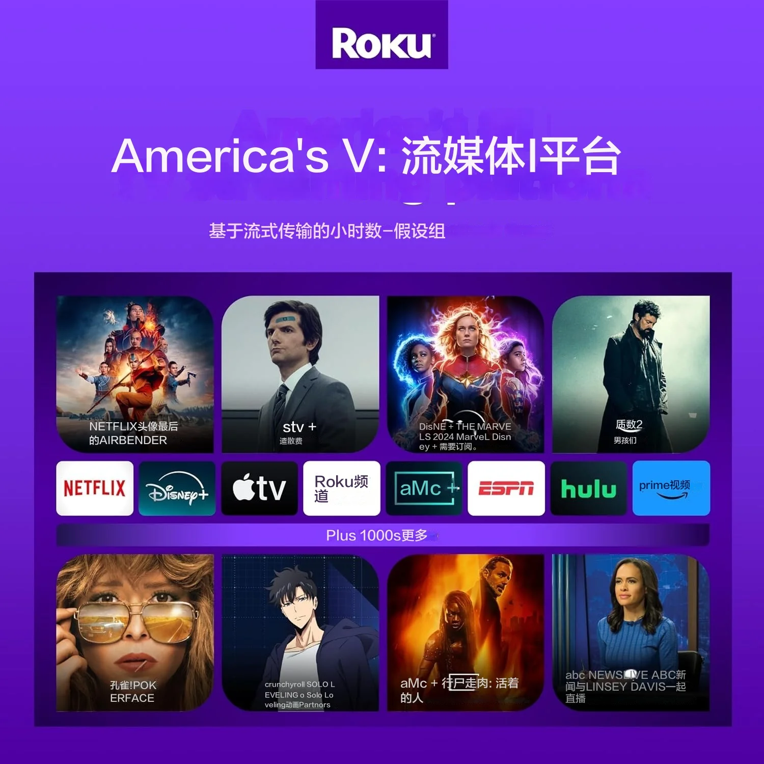 Stik Streaming baru 4K | Perangkat Streaming Roku portabel 4K/HDR/Dolby Vision, Remote suara Roku, TV langsung & Gratis