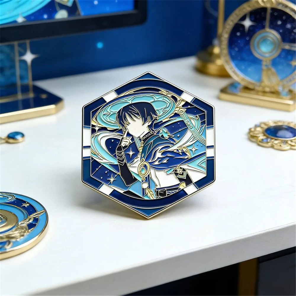 Game Genshin Impact Wanderer Balladeer Cosplay Costume kawaii Badge Pin Accessories Backpack Pendant Metal Prop Brooch Gift