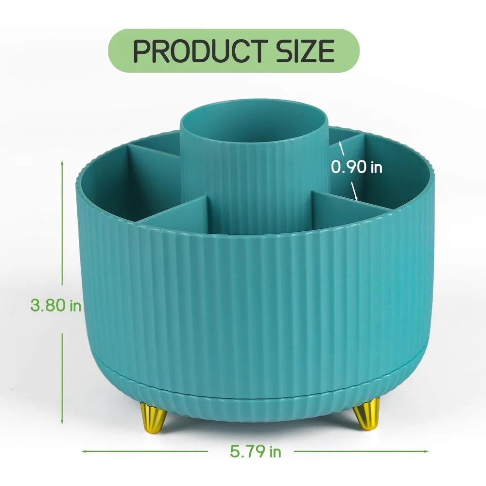 منظم أقلام، حامل أقلام رصاص دوار للمكتب، منظم مكتب دوار، كوب أقلام رصاص لطيف مكون من 5 فتحات للعودة إلى المدرسة والمكتب،