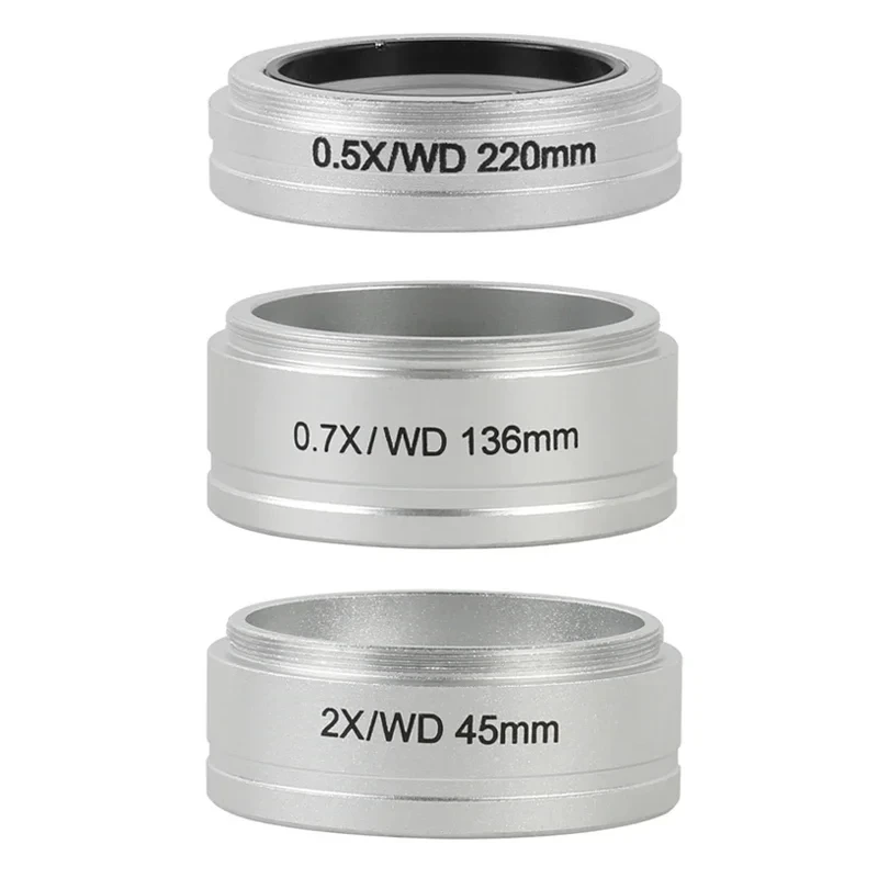 

0.5X 0.7X 2X Stereo Trinocular Microscope Auxiliary Objective Barlow Lens Installation Diameter 55MM