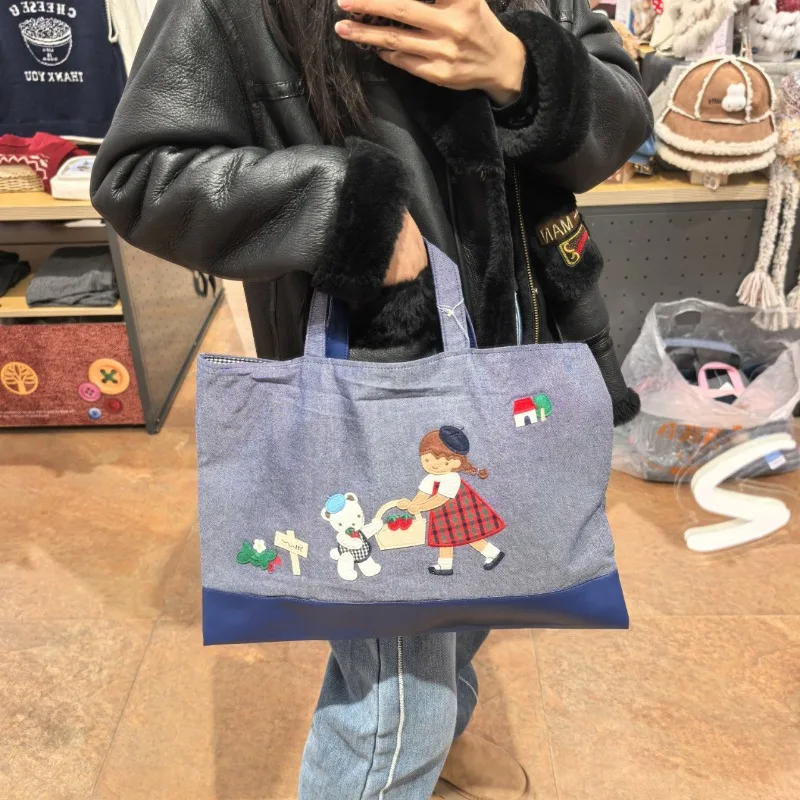 

Handbag Girl Rabbit Embroidered Tote Bag 780465/780436 32*43cm 100% Cotton High Quality Shopping Bag