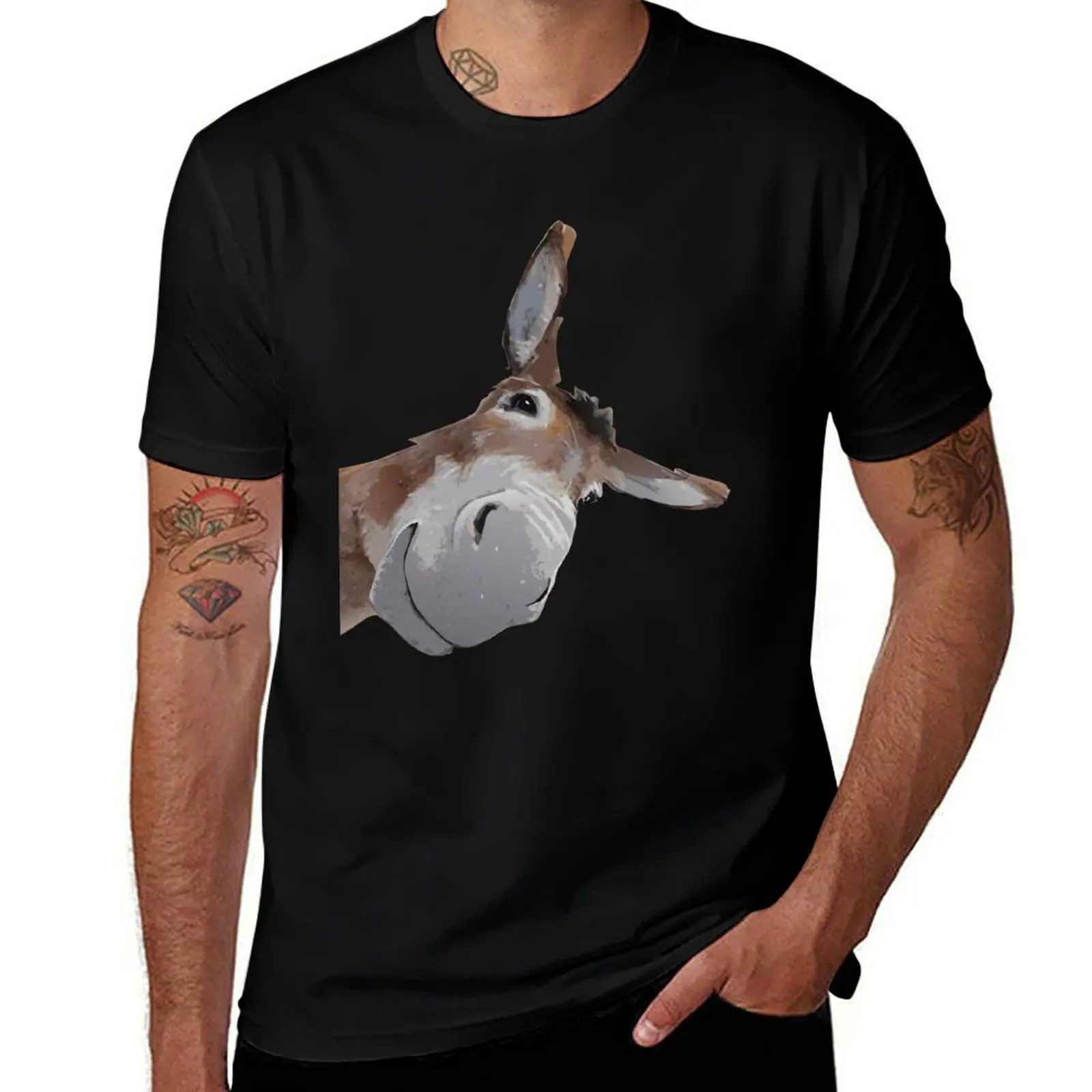 Peach-Bruh Funny Donkey Art Donkey Head - Smile - Eagerlys T T-Shirt Urban Style Print T-Shirt