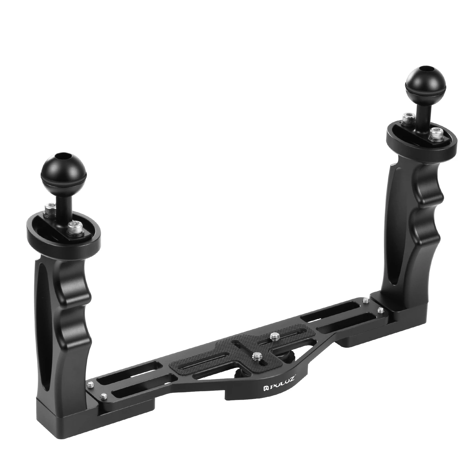 PULUZ Dual Handles Aluminium Alloy Tray Stabilizer with Shutter Release Trigger Extension Adapter For Underwater Camera Housings