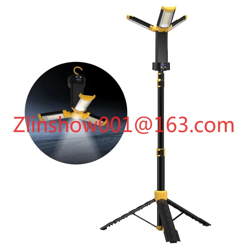 Portable Type C LED Cob Work Light with 360 Degree Adjustable Height Telescopic Stand Power Bank Function & DC Power Supply