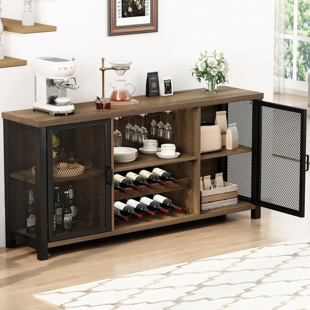 Armoire de bar à vin, armoire de bar à café industrielle, armoires de bar à liqueurs de ferme pour liqueurs et verres, armoire de buffet buffet