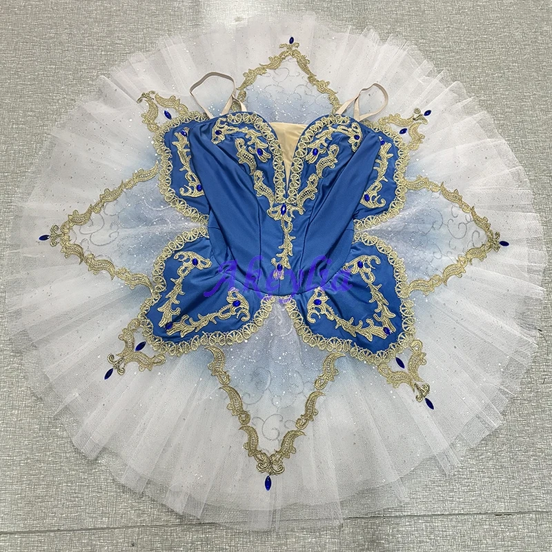 

Akeylia Gradient Blue white professional ballet tutu women performance pancake tutu customized competition girls BLST20123