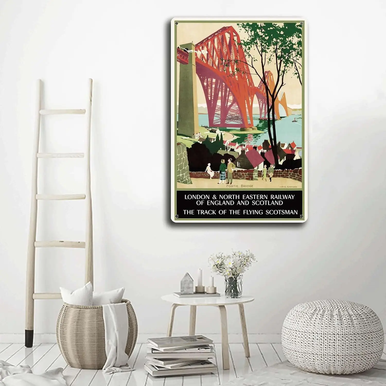 Tin Signs Forth Bridge Flying Scotsman Retro Travel Travel Wall Art Wall Art Metal Aluminum Signs 8x12inch Tin Sign