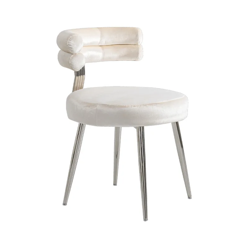 كرسي طعام من الفولاذ المقاوم للصدأ كرسي مطعم الفندق التجاري كرسي صالون تجميل أبيض كرسي ظهر للمكياج #2