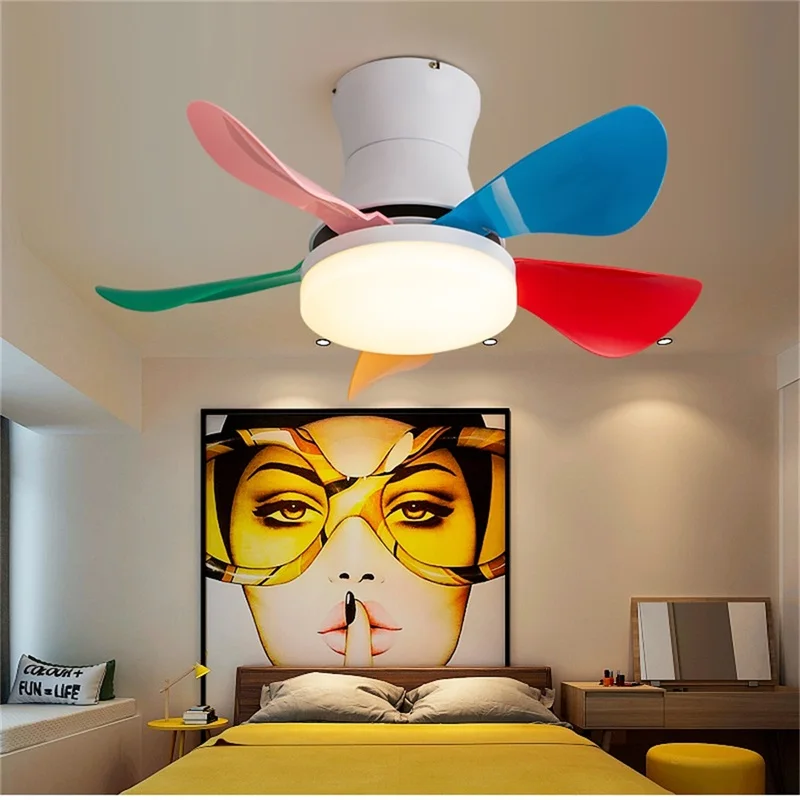 SOURA Nordic Ceiling Fan Lamp with Remote Control LED Contemporary Lighting for Home Bed Dining Room