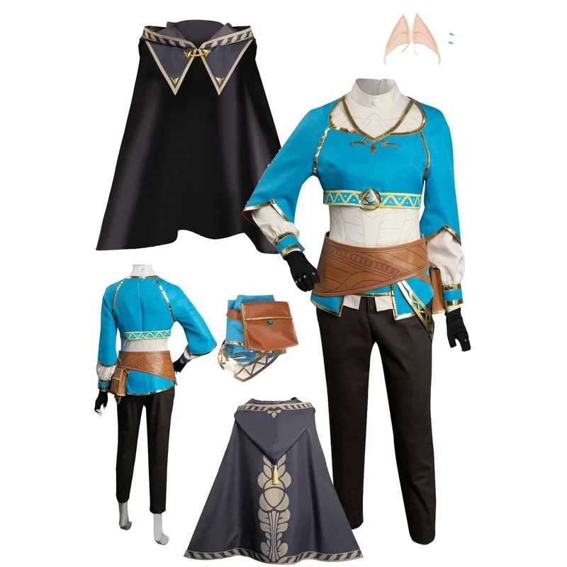 Princess Link cosplay gray cloak women costume anime game Zerda Kingdom tears wherein fancy dress up party Role Playing