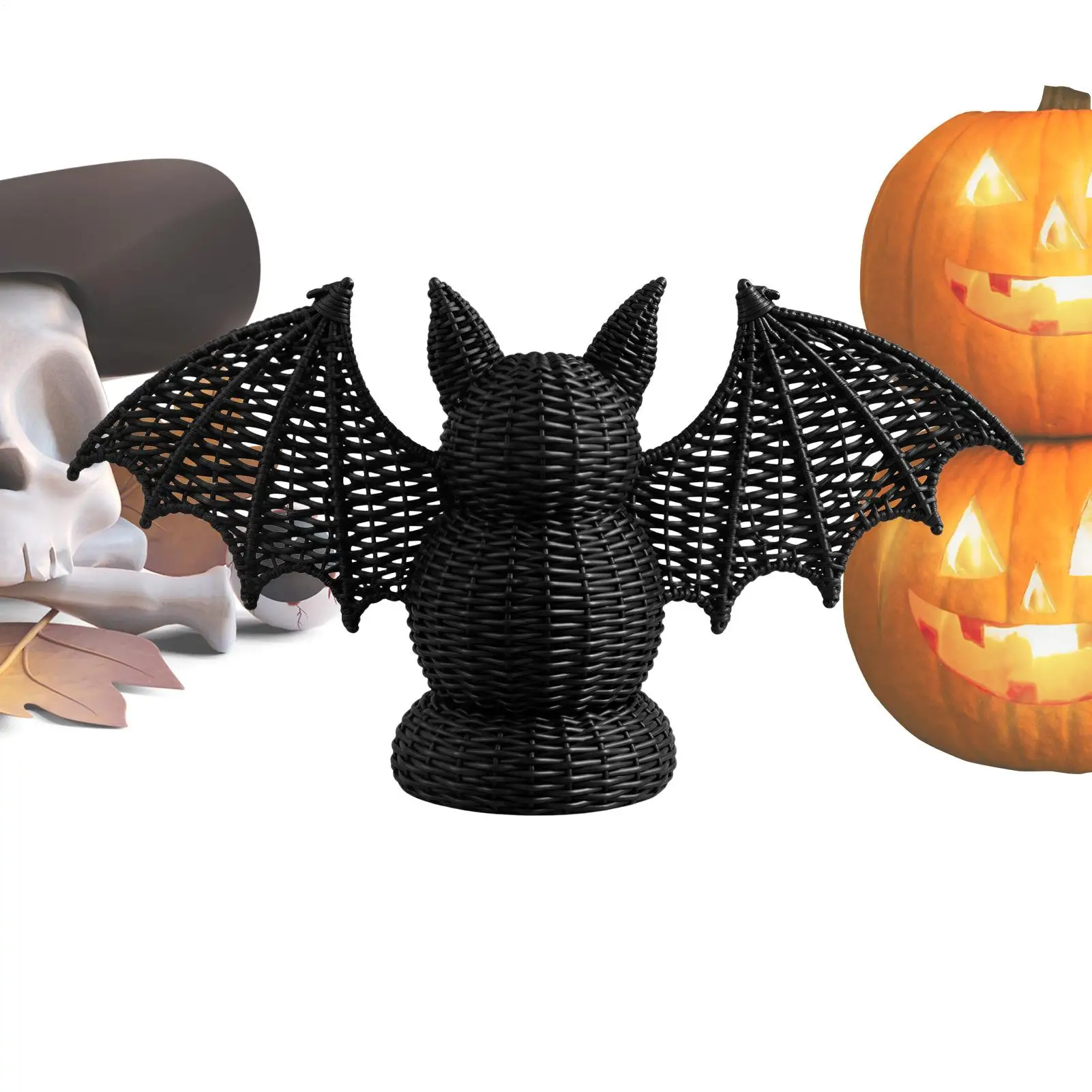 Black Vine Plastic Bat Ornament Decoration Spooky Gothic Hand Woven Halloween Decorative Party Supplies Hand Woven Bat Statue