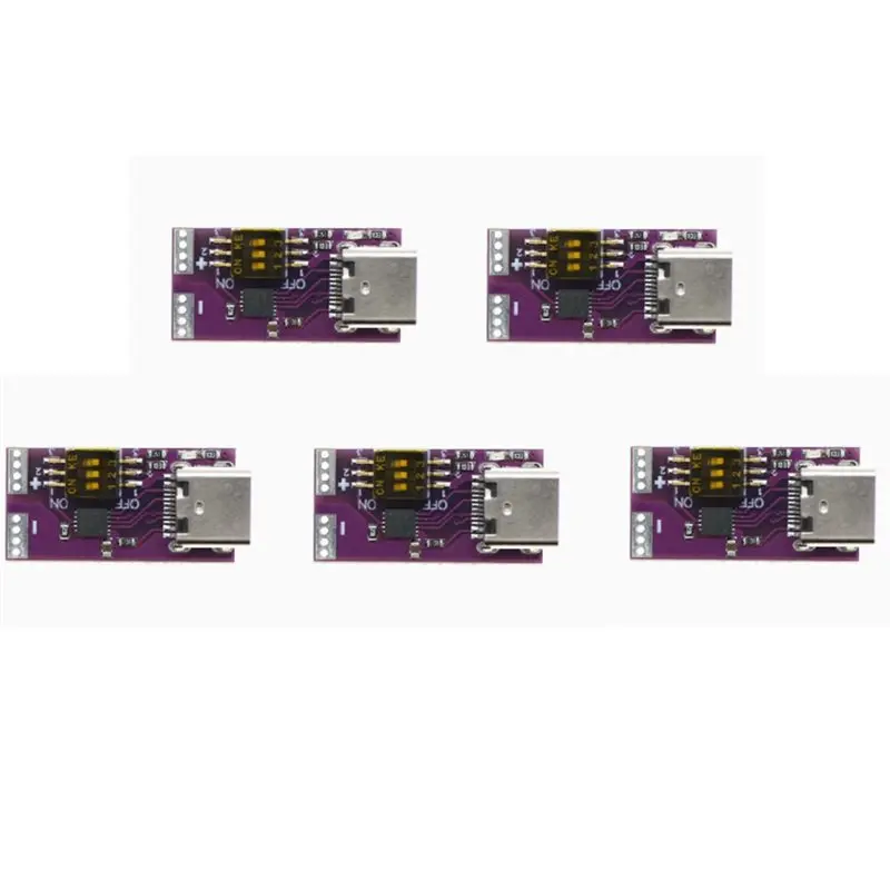 [NEW!】 USB Type-C PD Fast 100W 5Pcs 5V 9V 12V 15V 20V 5A Fixed Voltage Output Power Supply Charging Module Decoy Board