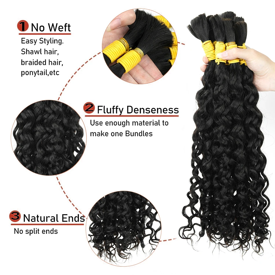 Bulk Hair Extensions Human Hair Natural Black No Weft Human Hair For Braiding Real Remy Hair Bundles For Women 10-28Inch