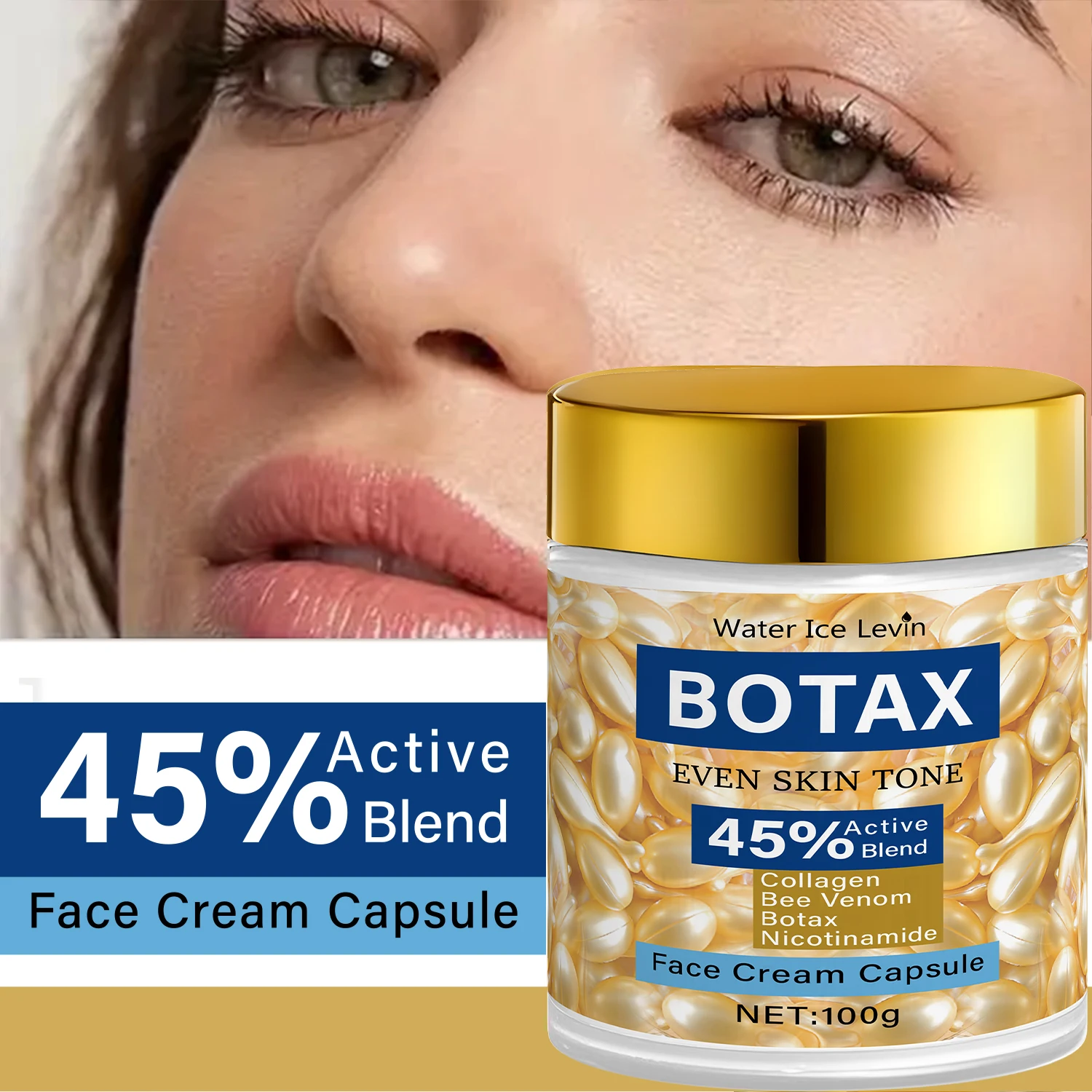 Water lce Levin BOTAX Even Tone Face Capsules 100g |45% Active Collagen + Niacinamide