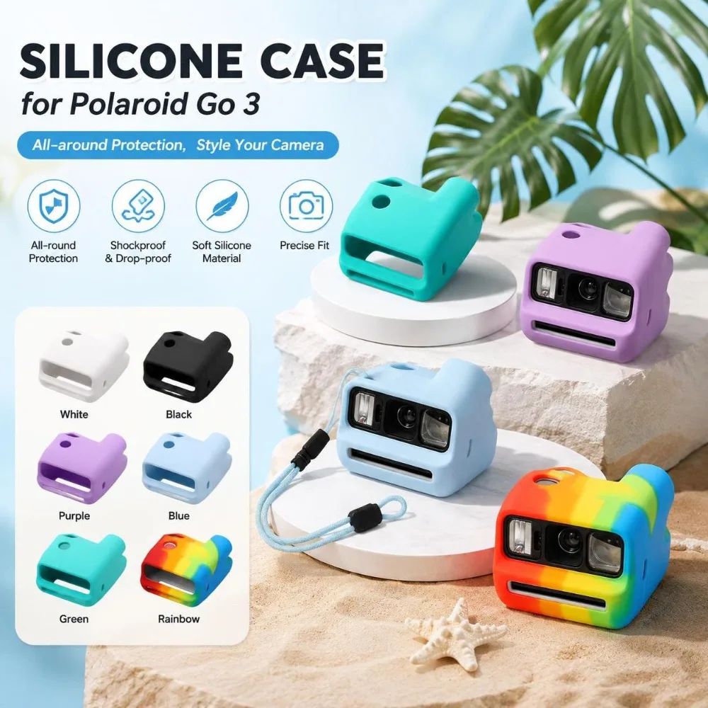 Soft Silicone Camera Case Wear Resistant Shock Absorbing Protective Cover Full Coverage Form Fitted Shell for Polarized Go 3