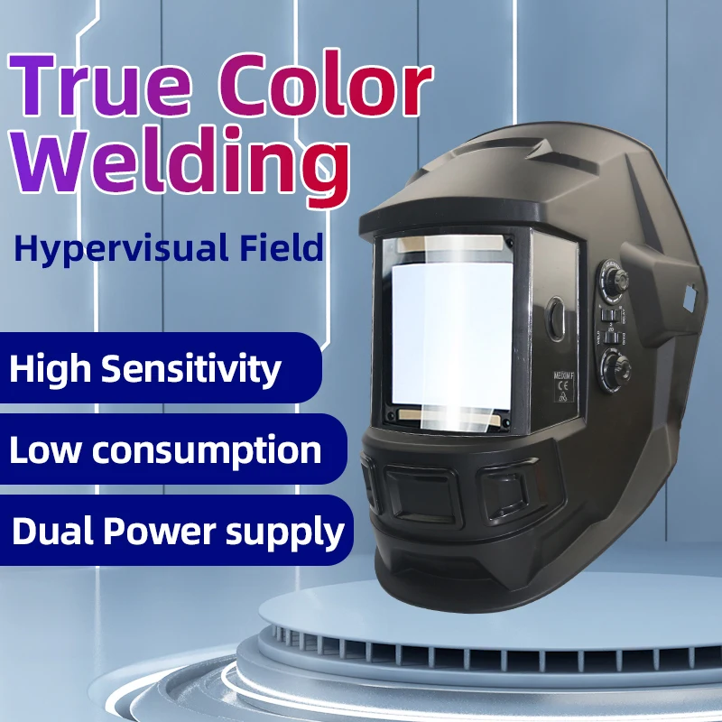 

Large screen true color solar auto dimming welding helmet, 4 arc sensors wide shadow 4~5/9-9/13 TIG/MIG arc welding grinding wel