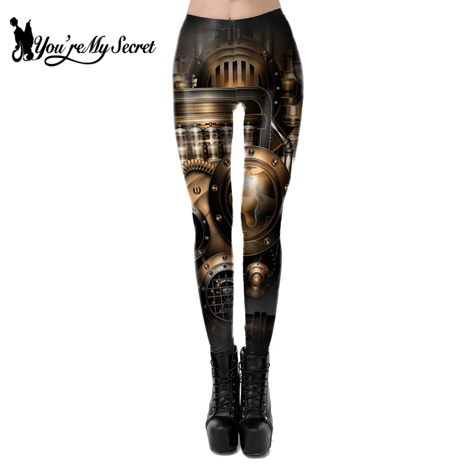 [Sei il mio segreto] Leggings punk in metallo Pantaloni da carnevale da donna Pantaloni elastici da donna Divertente festa Primavera Estate Donna Yoga Outfit