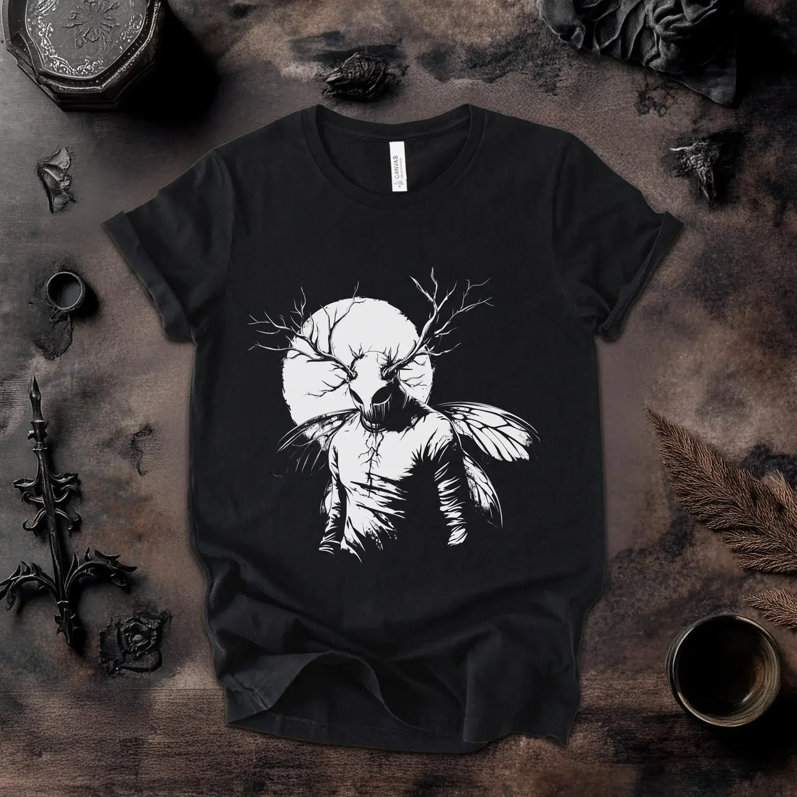 Mothman Horror T Shirt Gothic Cryptid Urban Legend Apparel vintage Washed Slightly Unisex Breathable fashion