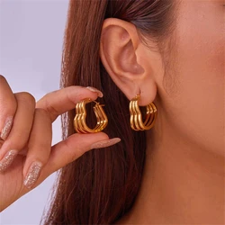 316L Stainless Steel French Vintage Simplicity Multilayer Heart-Shaped Earrings Fashion High Jewelry Accessories Party Gifts