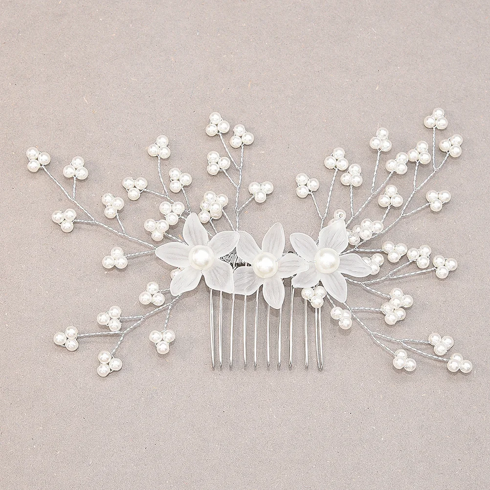 

1Pcs Acrylic Pearl Flower Hair Comb Handmade Elegant Bridal Hair Comb Wedding Banquet Party Headwear for Women