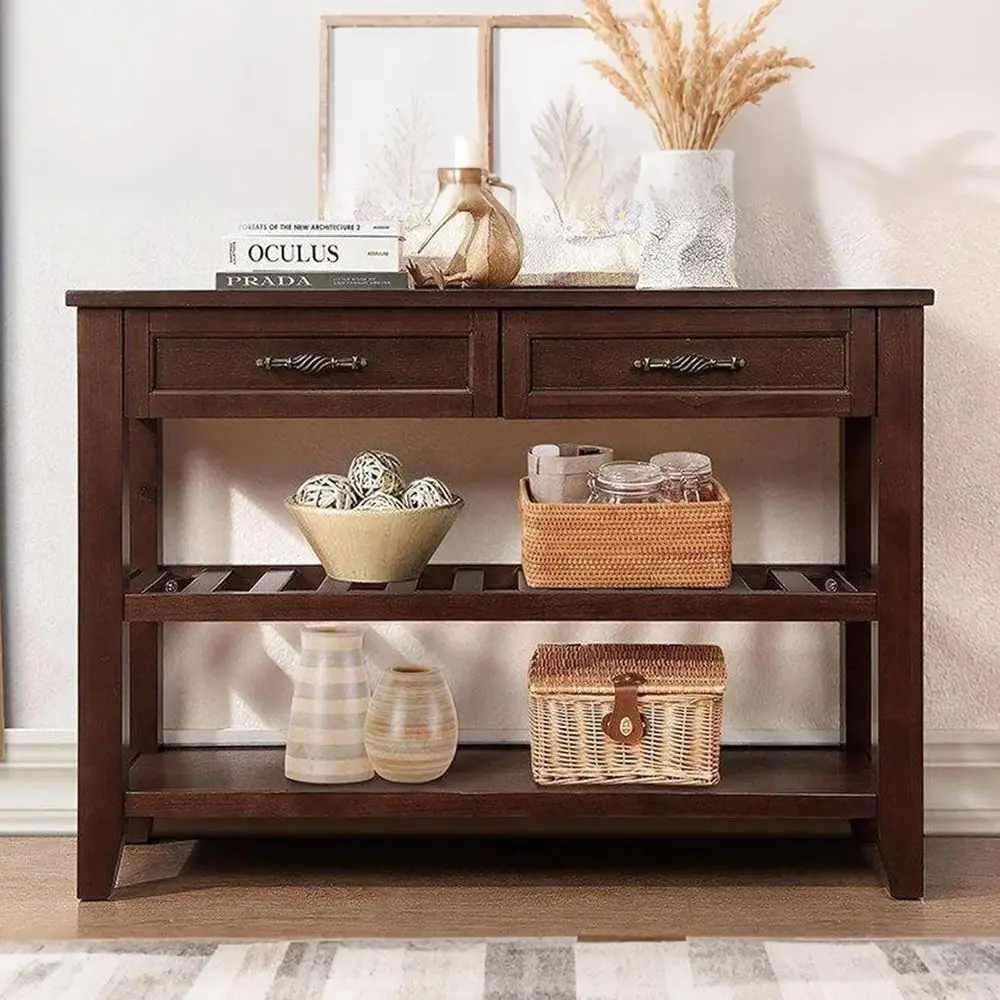

Console Table Sofa Tables with Drawers and Shelves Small Entryway Table for Living Room, Decorative, Foyer (42 Espresso)