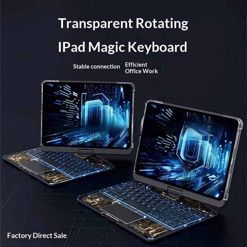 360 Magic Keyboard Case For iPad Mini 6 7 8.3' Air 5 4 6 7th Gen A16 2025 11' Cover Folio For iPad Pro 11' 2018 2020 2021 2022