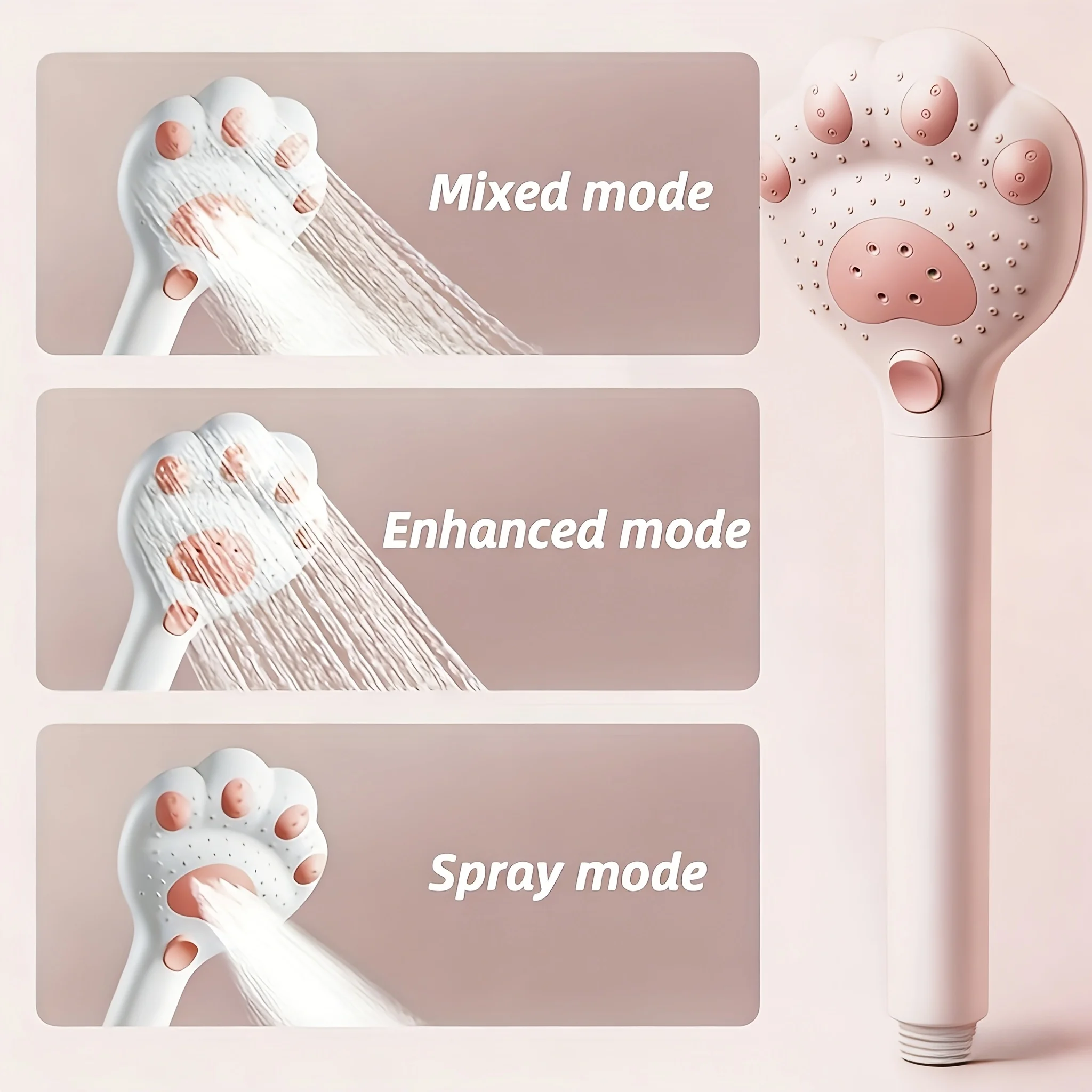 High Pressure Filter Shower Head Cute Cat Paw 3-mode Adjustable Spray Rain Water Saving Faucet Showerheads Bathroom Accessories