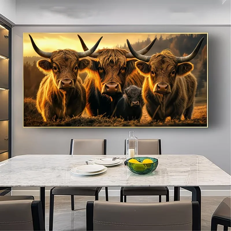 DIY Diamond Painting Highland Herds Cattle Mosaic Full Square Round Diamond Embroidery Animal Cow Cross Stitch Home Decoration
