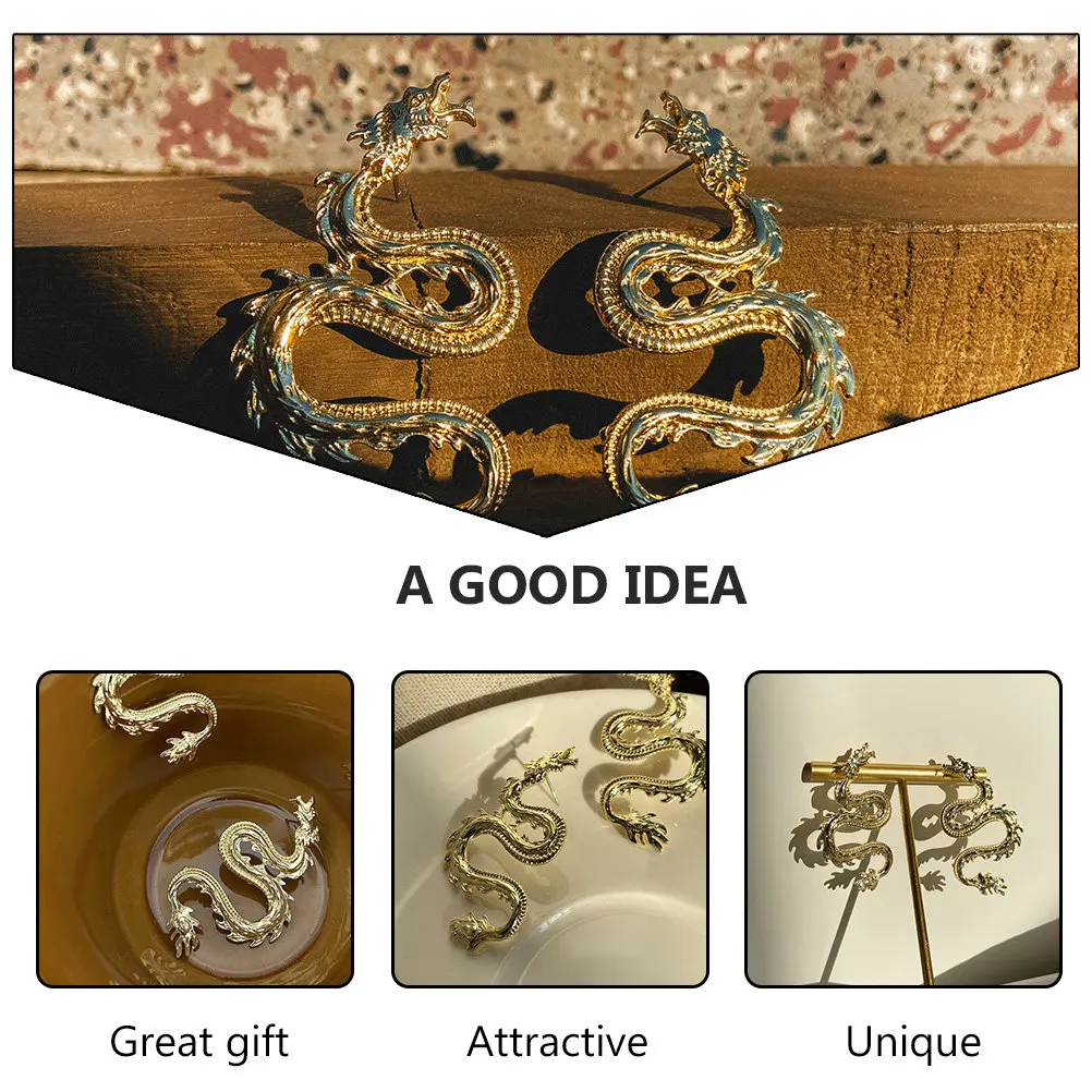 Dragon Shaped Earrings for Women Creative Fashion Jewelry Lasting Color Daily Party Gift