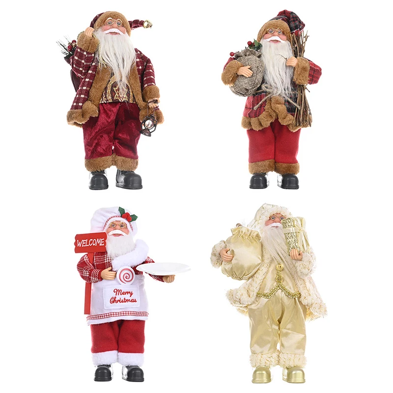 Merry Christmas Santa Claus Doll Decoration Desktop Decorative Standing Santa Claus Figure Portable Santa Doll Figurine Ornament